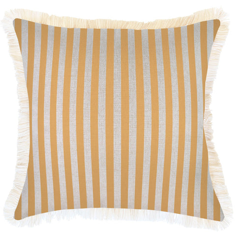 Cushion Cover-Coastal Fringe-Casa Palms Gold White-35cm x 50cm