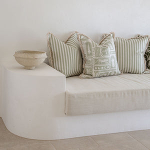 Cushion Cover-Coastal Fringe-Candy Stripe Sage-45cm x 45cm