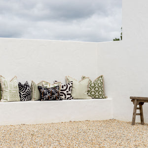 Cushion Cover-Coastal Fringe-Candy Stripe Sage-60cm x 60cm