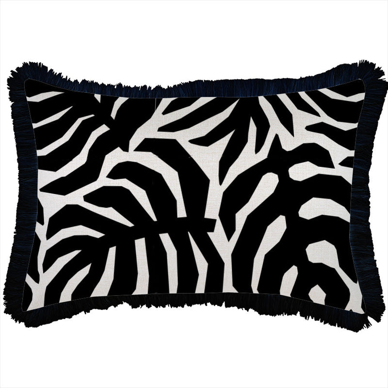 Cushion Cover-Coastal Fringe Black-Casa Palms Black-35cm x 50cm