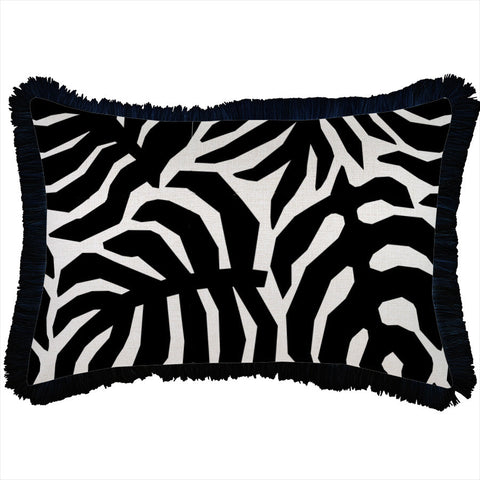 Cushion Cover-Coastal Fringe Black-Castaway-45cm x 45cm