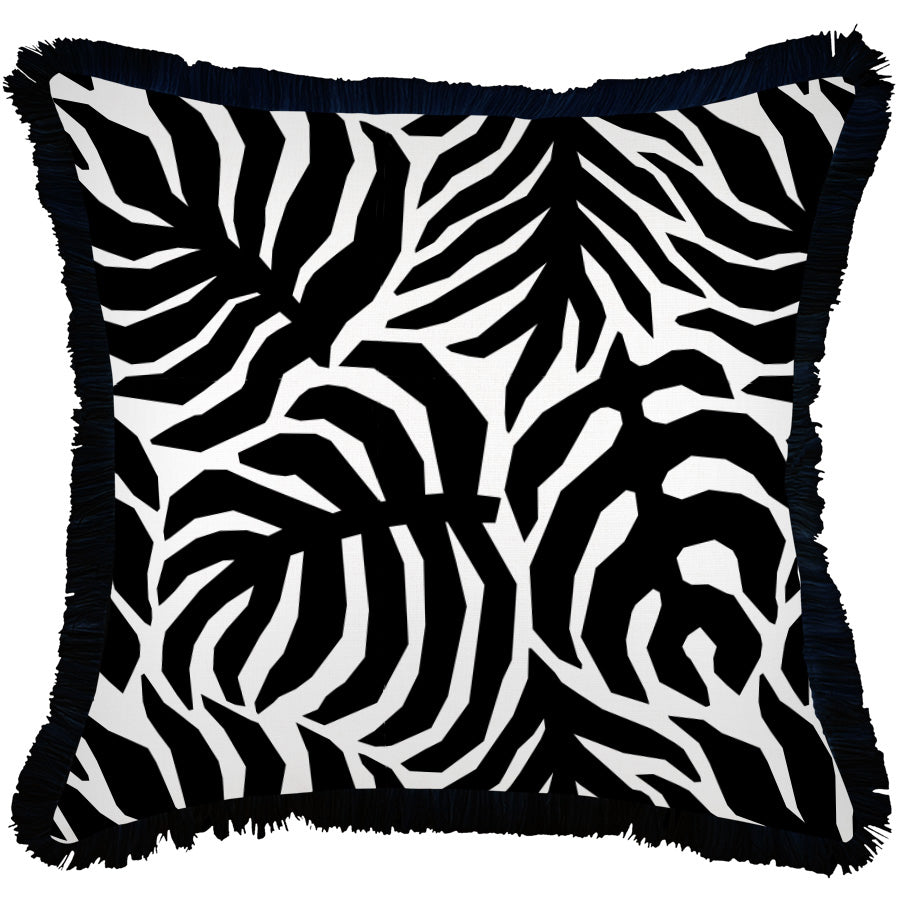 Cushion Cover-Coastal Fringe Black-Casa Palms Black-60cm x 60cm