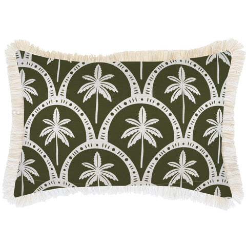 Cushion Cover-Coastal Fringe Black-Jungle Peach-60cm x 60cm