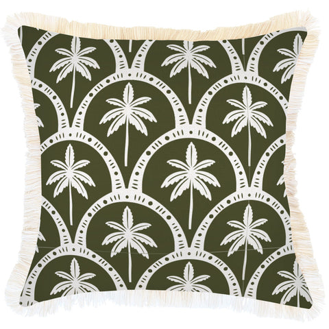 Cushion Cover-Coastal Fringe Black-Jungle Peach-60cm x 60cm