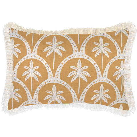 Cushion Cover-Coastal Fringe-Casa Palms Gold White-35cm x 50cm