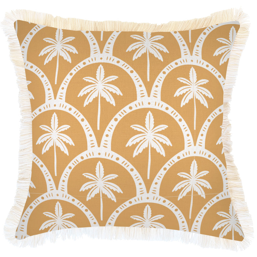 Cushion Cover-Coastal Fringe-Corfu Mustard-45cm x 45cm