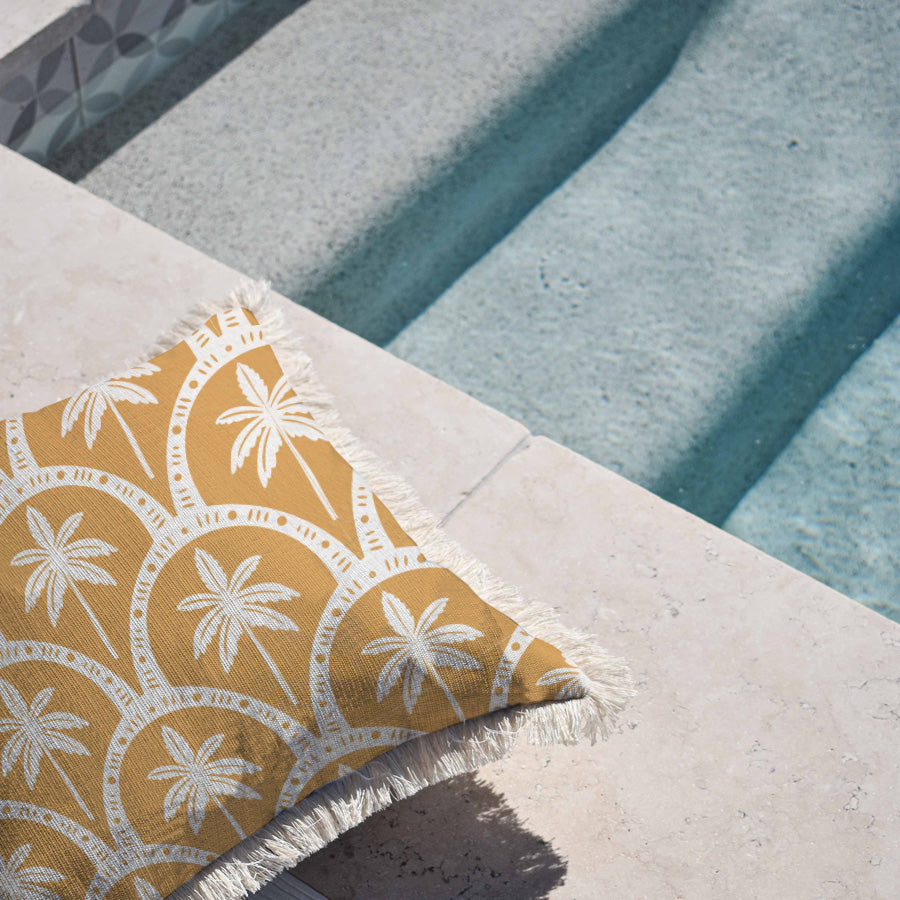 Cushion Cover-Coastal Fringe-Corfu Mustard-45cm x 45cm