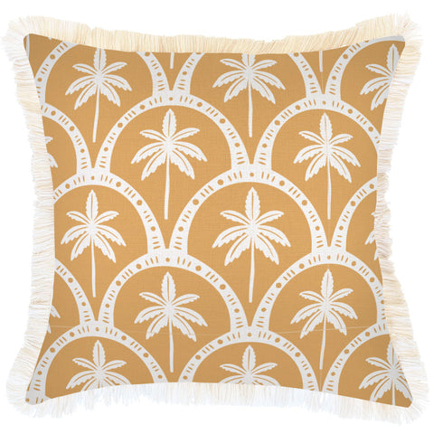 Cushion Cover-Coastal Fringe-Casa Palms Gold White-35cm x 50cm