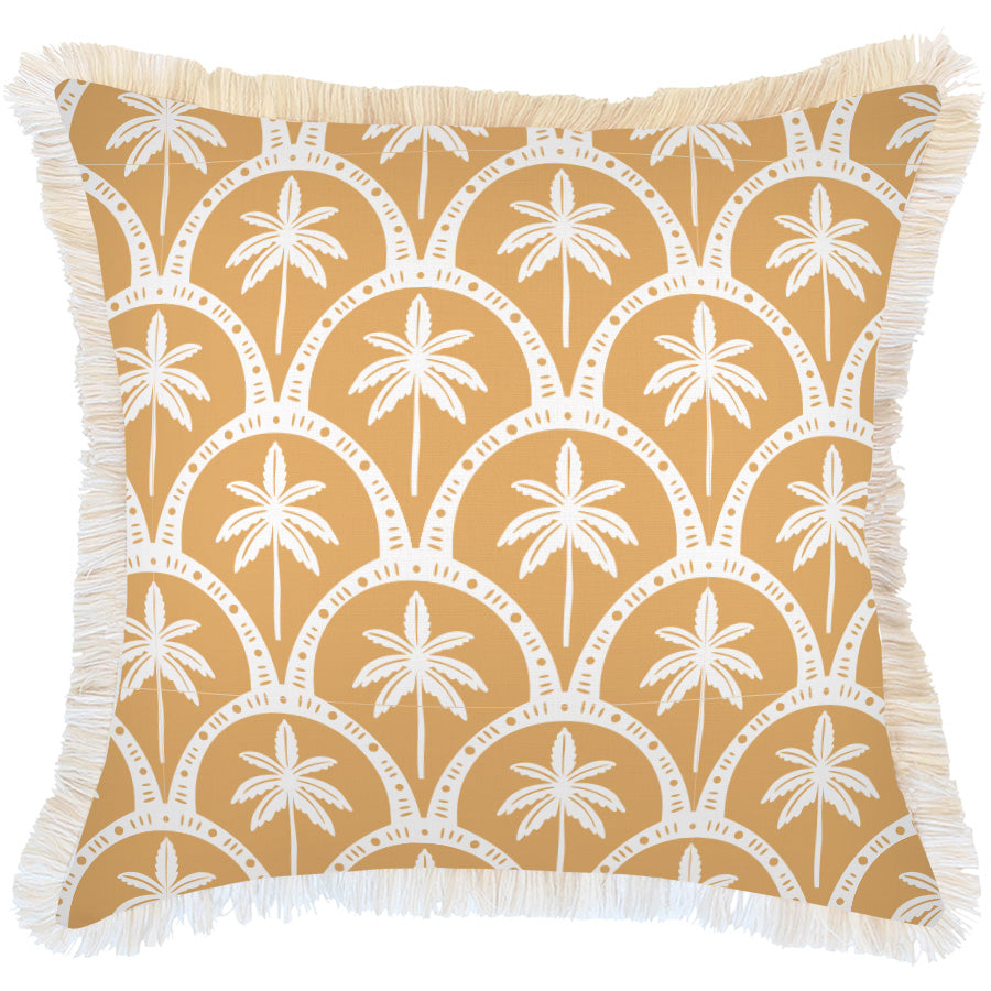Cushion Cover-Coastal Fringe-Corfu Mustard-60cm x 60cm