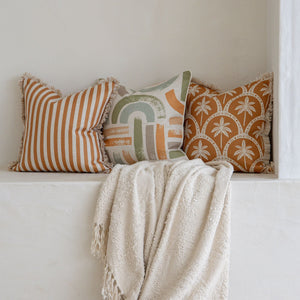 Cushion Cover-Coastal Fringe-Corfu Rust-45cm x 45cm