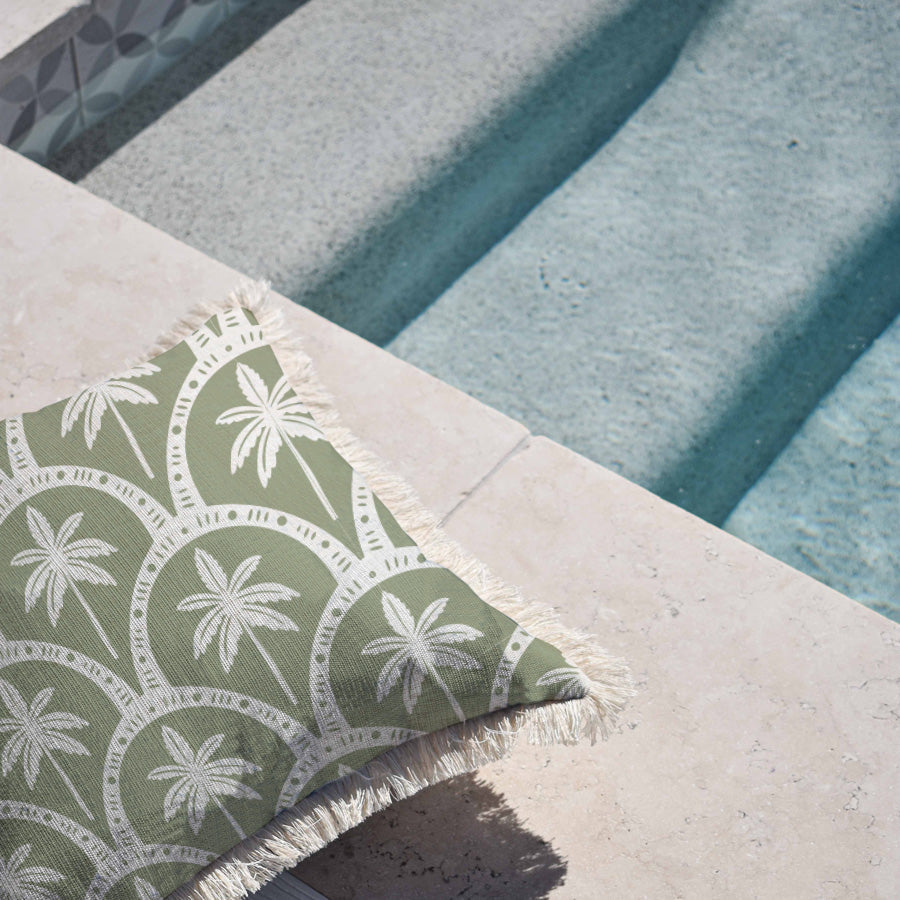 Cushion Cover-Coastal Fringe-Corfu Sage-45cm x 45cm