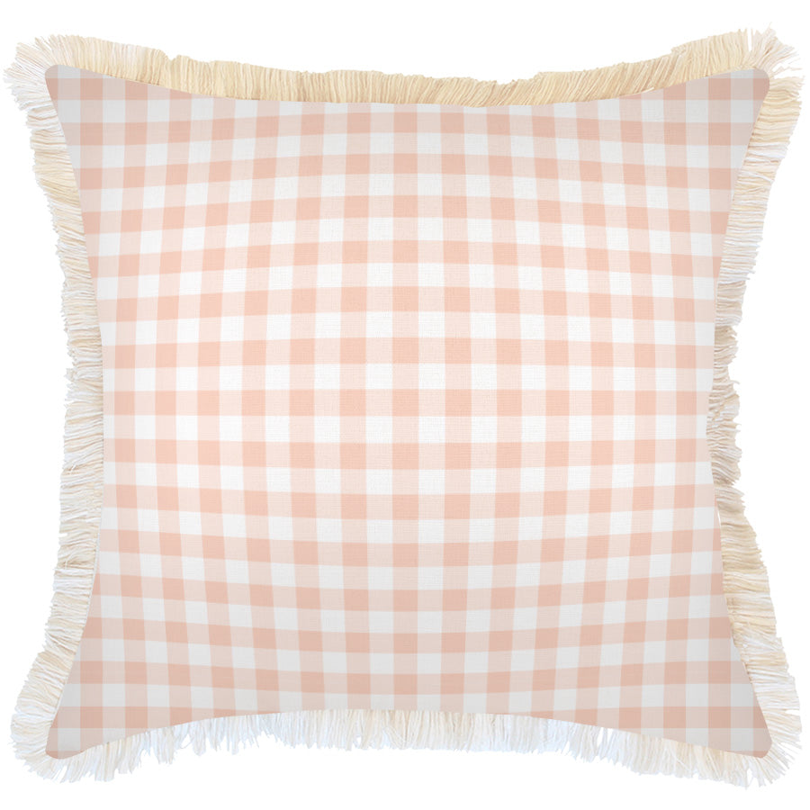 Cushion Cover-Coastal Fringe-Ginglam Peach-60cm x 60cm