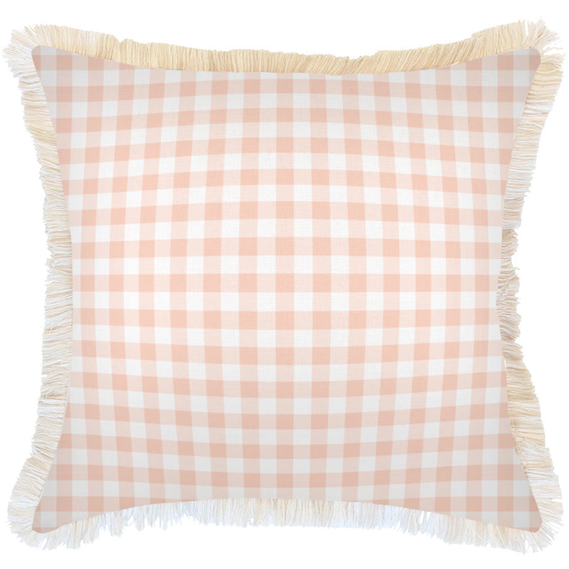 Cushion Cover-Coastal Fringe-Ginglam Peach-60cm x 60cm