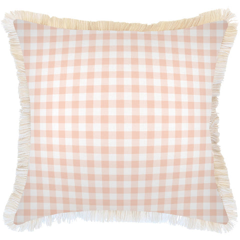 Cushion Cover-Coastal Fringe-Ginglam Peach-45cm x 45cm