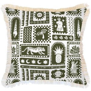 Cushion Cover-Coastal Fringe-Naxos Eucalyptus-60cm x 60cm