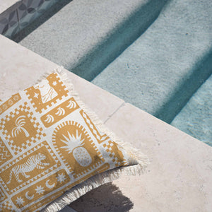 Cushion Cover-Coastal Fringe-Naxos Mustard-45cm x 45cm