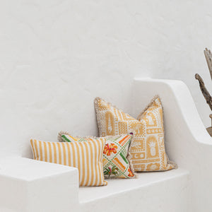 Cushion Cover-Coastal Fringe-Naxos Mustard-60cm x 60cm