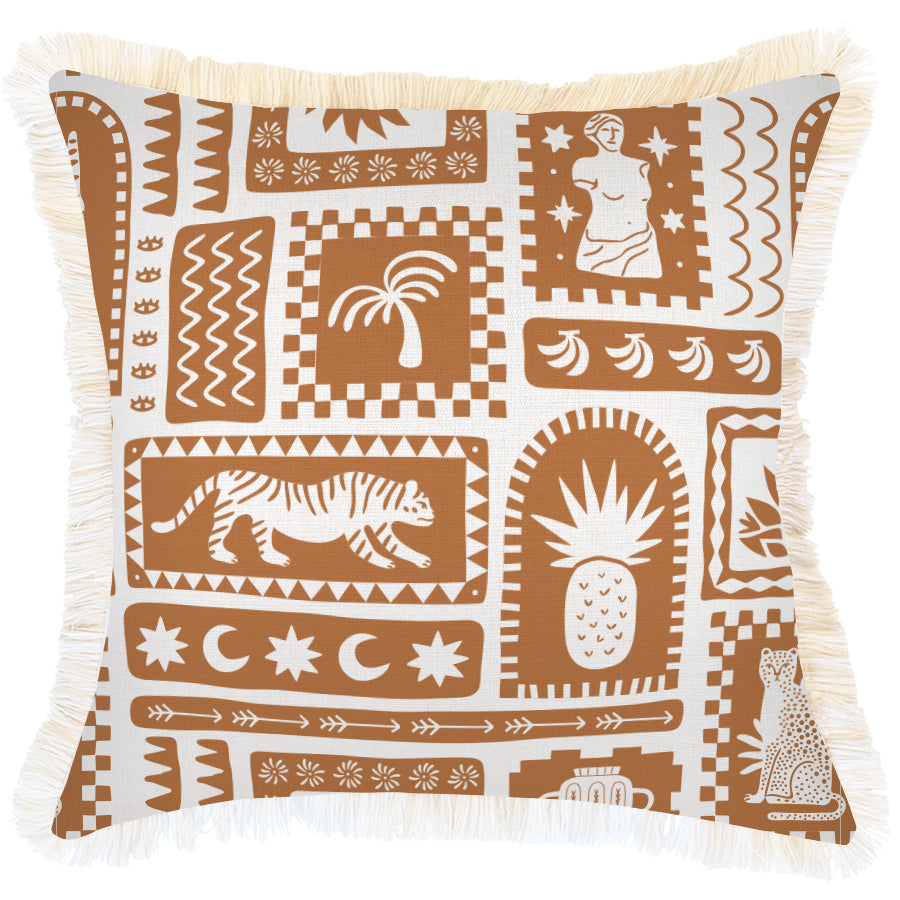 Cushion Cover-Coastal Fringe-Naxos Rust-45cm x 45cm