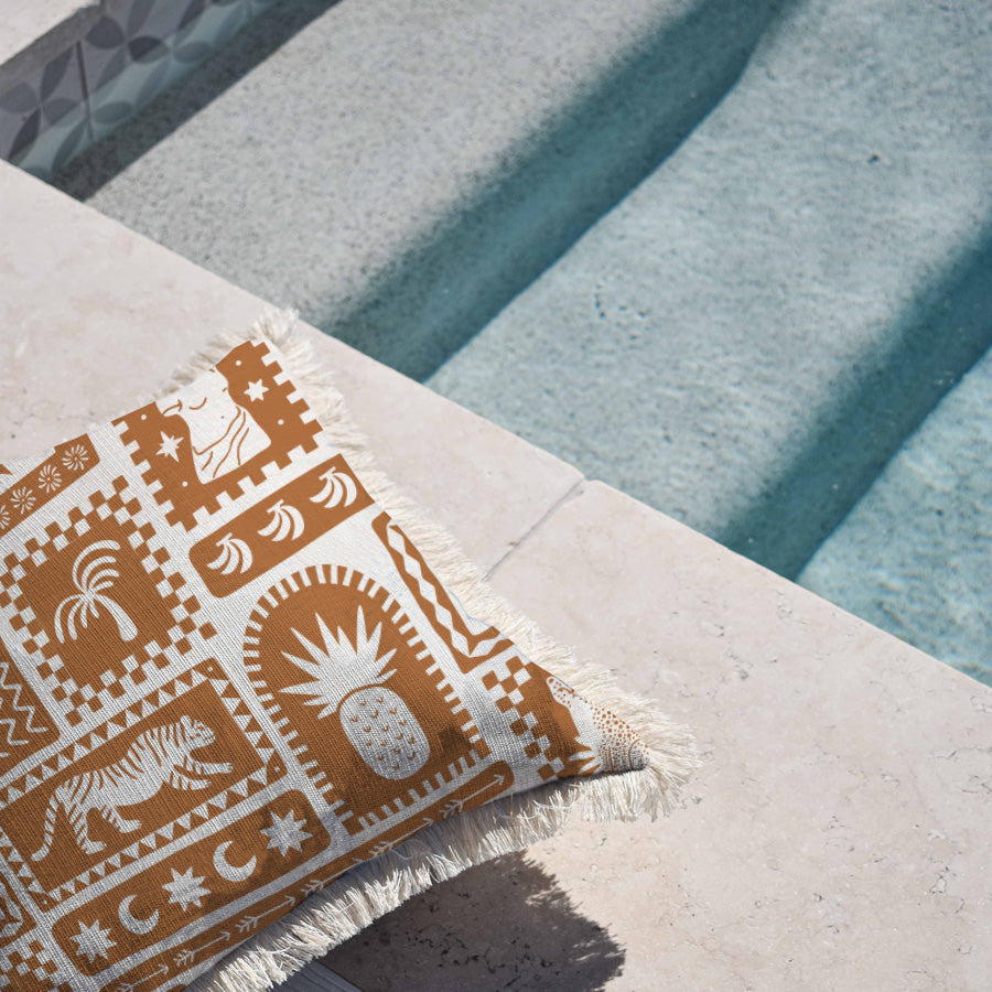 Cushion Cover-Coastal Fringe-Naxos Rust-45cm x 45cm