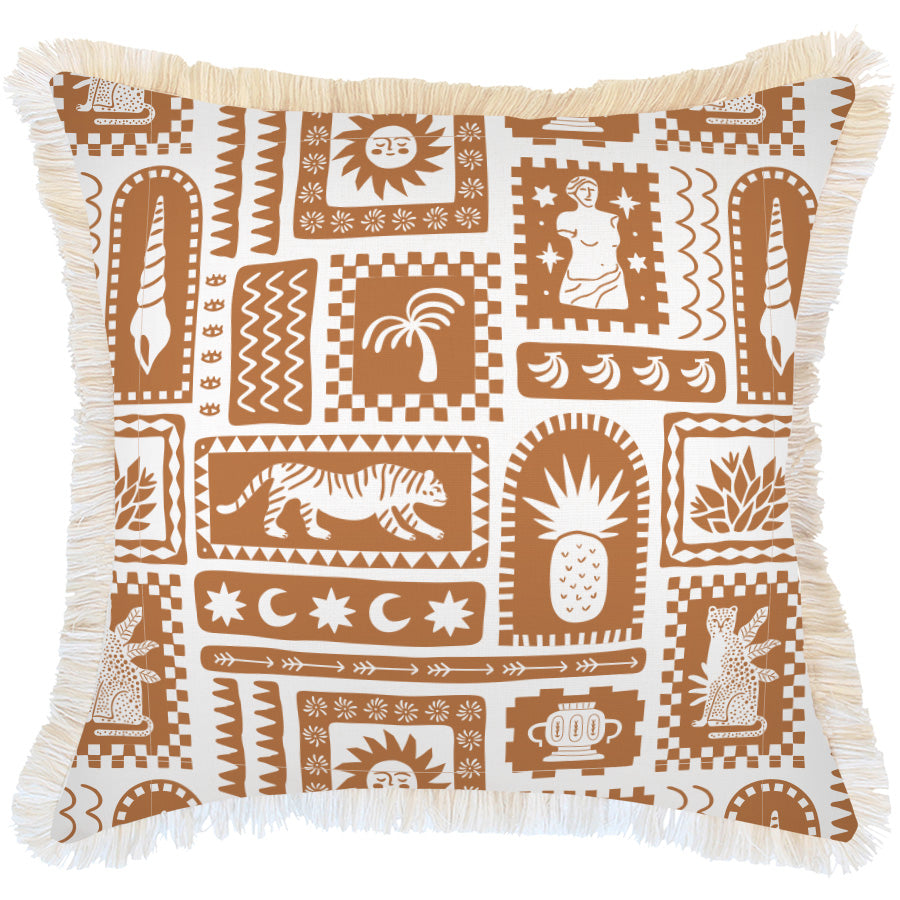 Cushion Cover-Coastal Fringe-Naxos Rust-60cm x 60cm