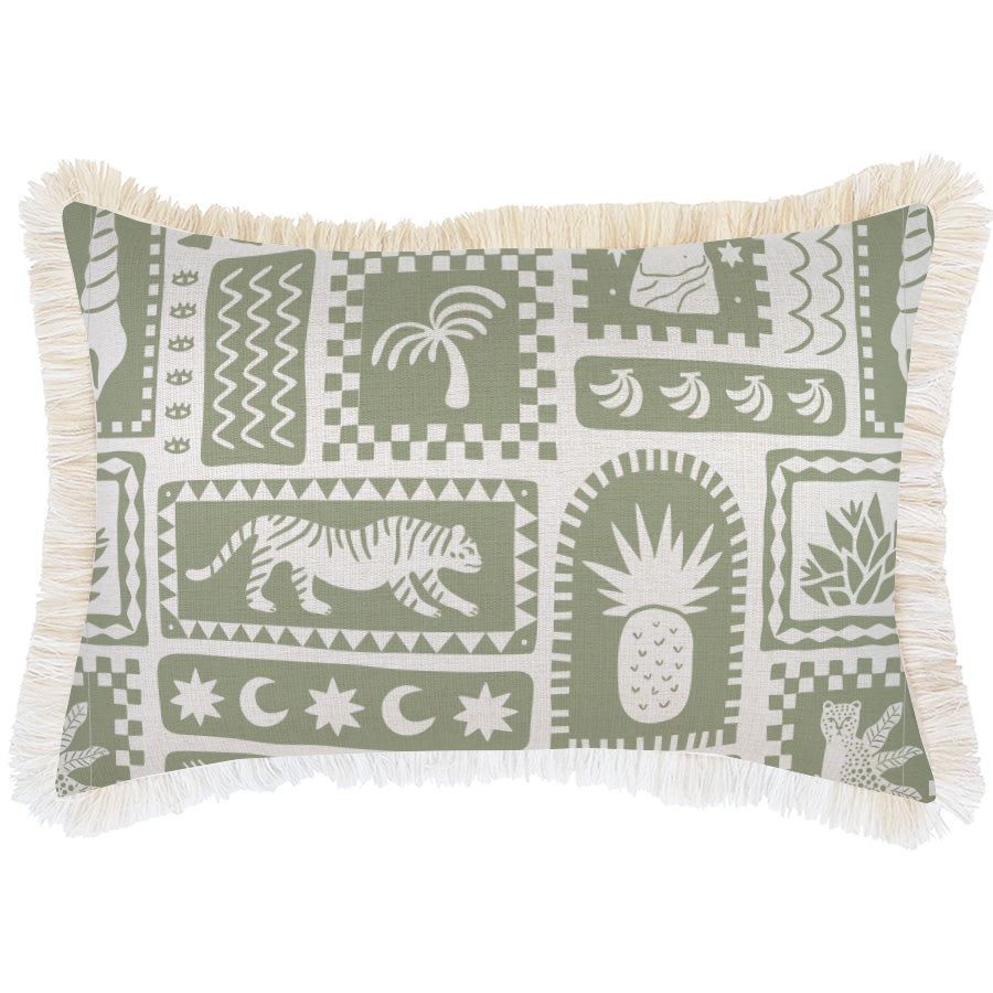 Cushion Cover-Coastal Fringe-Naxos Sage-35cm x 50cm