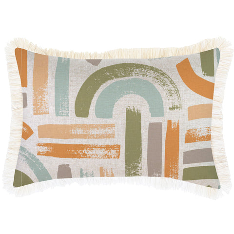 Cushion Cover-Coastal Fringe Deck-Stripe-Beige-45cm x 45cm