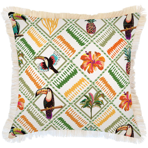 Cushion Cover-Coastal Fringe-Colour Mesh White-45cm x 45cm