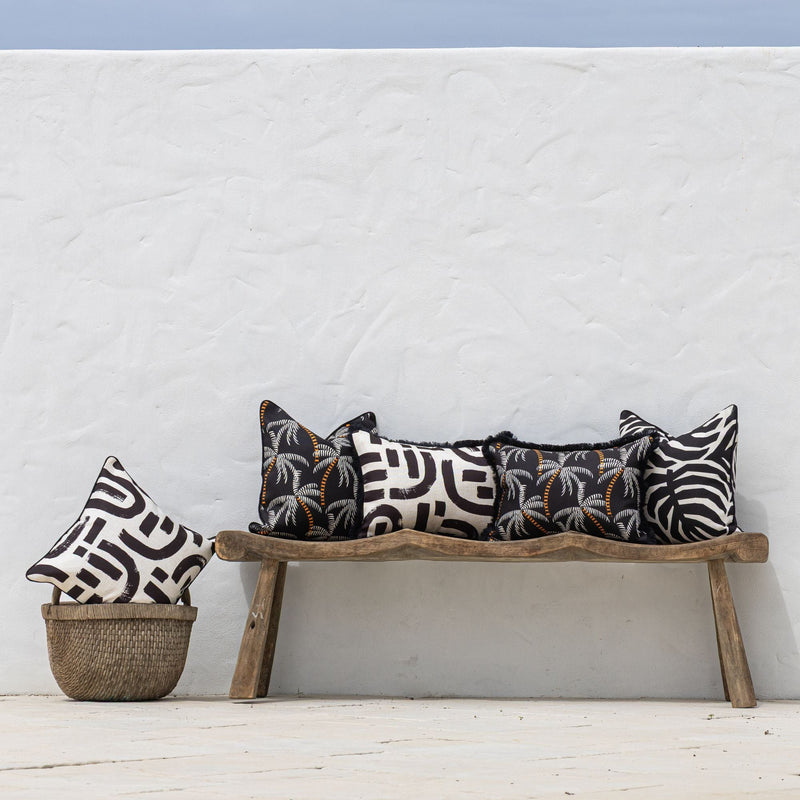 Cushion Cover-Coastal Fringe Black-Tavarua-35cm x 50cm