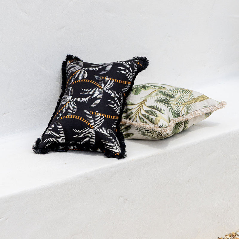Cushion Cover-Coastal Fringe Black-Tavarua-35cm x 50cm