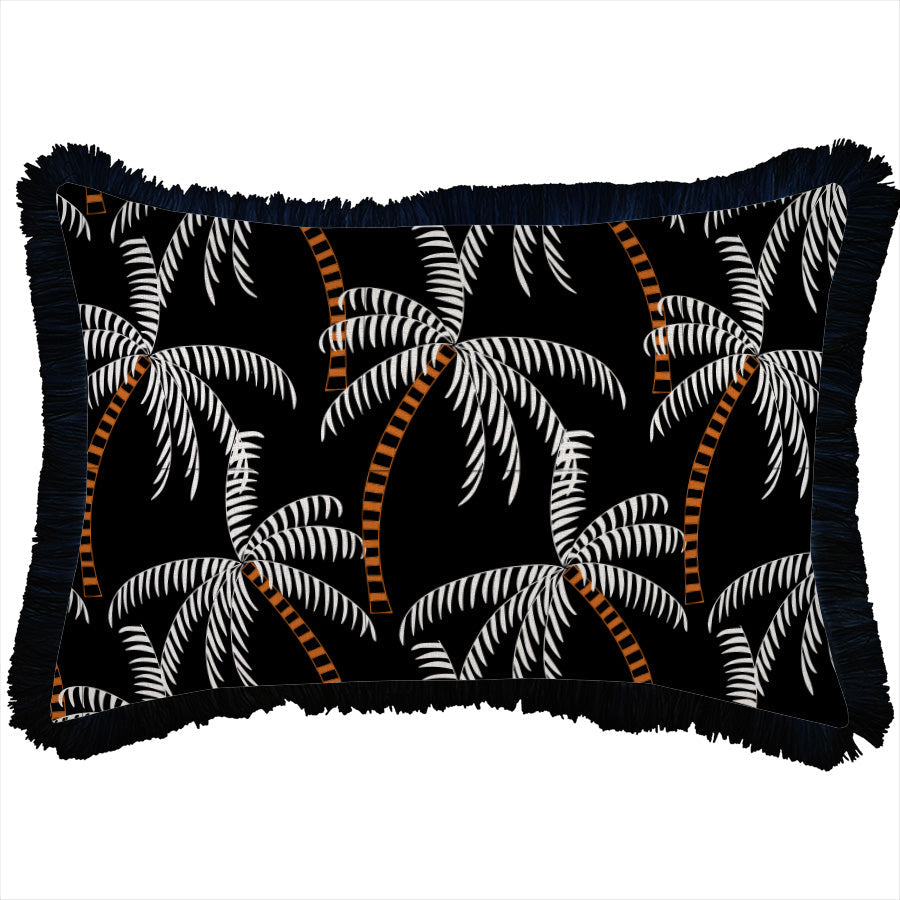 Cushion Cover-Coastal Fringe Black-Tavarua-35cm x 50cm
