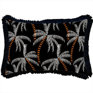Cushion Cover-Coastal Fringe Black-Tavarua-35cm x 50cm