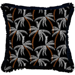 Cushion Cover-Coastal Fringe Black-Tavarua-60cm x 60cm