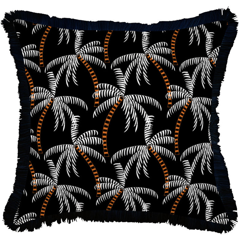 Cushion Cover-Coastal Fringe Black-Tavarua-60cm x 60cm