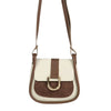 Tan and Cream Saddle Buckle Handbag