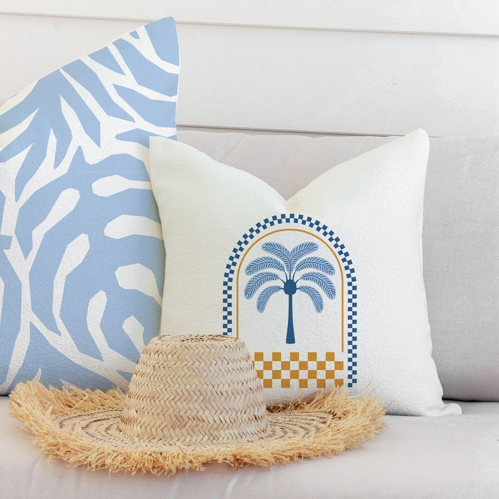 Cushion Cover-With Piping-Casa Palms Blue White-60cm x 60cm