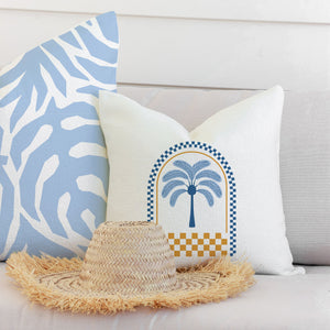 Cushion Cover-With Piping-Casa Palms Blue White-60cm x 60cm