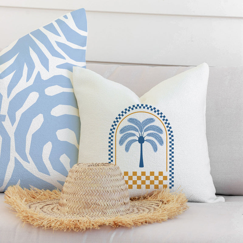 Cushion Cover-With Piping-Casa Palms Blue White-60cm x 60cm