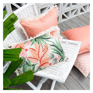 Cushion Cover-Coastal Fringe Natural-Peach-45cm x 45cm