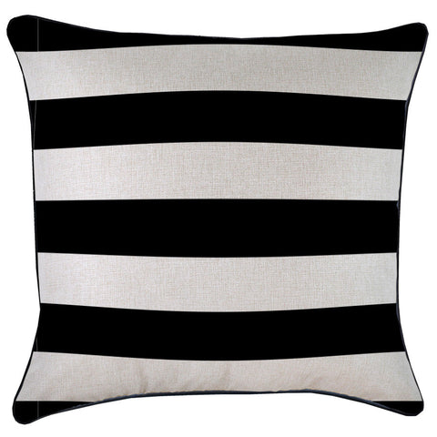 Cushion Cover-Coastal Fringe Black-Milan Black-45cm x 45cm