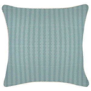 Cushion Cover-With Piping-Herringbone Teal-45cm x 45cm