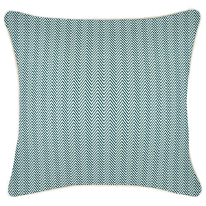 Cushion Cover-With Piping-Herringbone Teal-45cm x 45cm