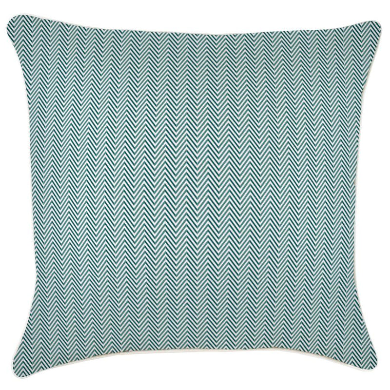 Cushion Cover-With Piping-Herringbone Teal-60cm x 60cm