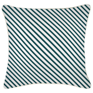 Cushion Cover-With Piping-Side Stripe Teal-45cm x 45cm