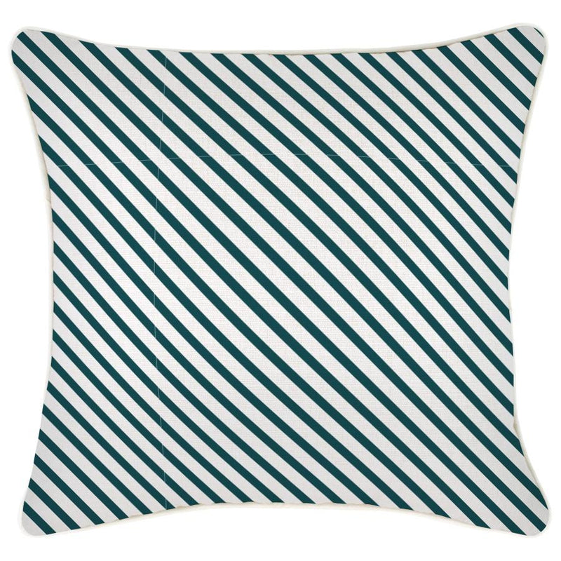 Cushion Cover-With Piping-Side Stripe Teal-45cm x 45cm