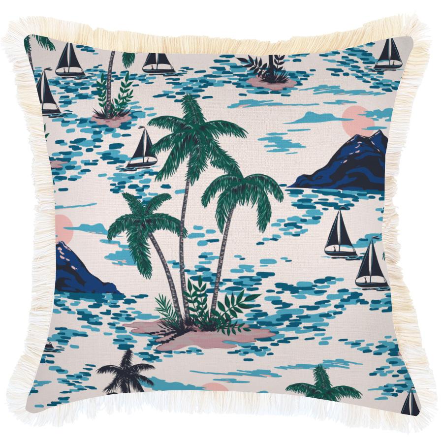 Cushion Cover-Coastal Fringe Natural-Vacation-45cm x 45cm