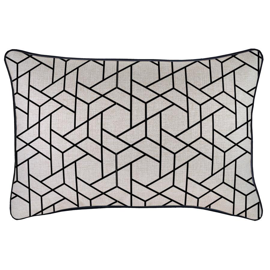 Cushion Cover-With Black Piping-Milan Black-35cm x 50cm