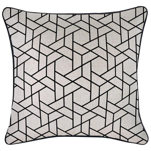 Cushion Cover-With Black Piping-Milan Black-45cm x 45cm