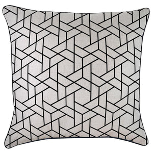 Cushion Cover-With Black Piping-Milan Black-60cm x 60cm