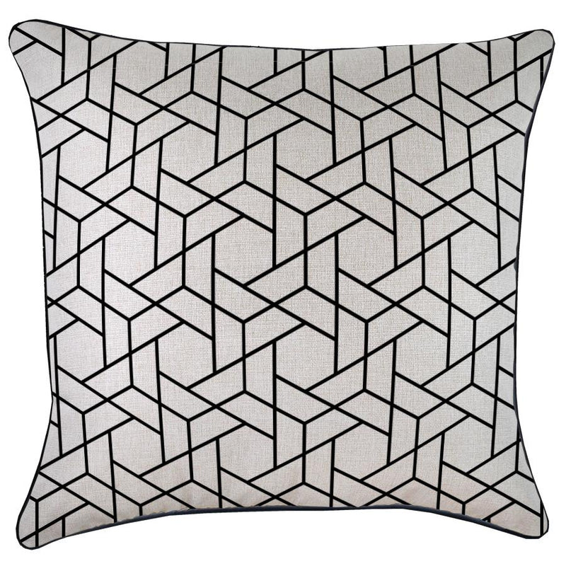 Cushion Cover-With Black Piping-Milan Black-60cm x 60cm