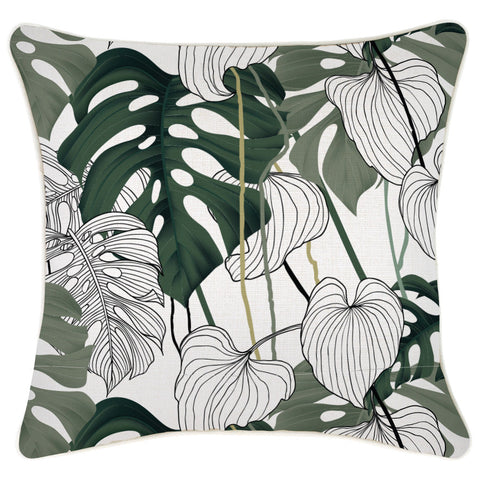 Cushion Cover-Coastal Fringe Black-Palm Trees Black-60cm x 60cm